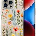 Compatible for iPhone 15 Pro Max Cases with Design, Cute Transparent Designer Phone Case for Women Girls Girly with Heavy Duty Protective Bumper (Clear Multicolored Flowers)