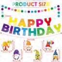 Sinload 5 Pcs Gnome Happy Birthday Party Bunting Banner Colorful Gnome Birthday Decorations Pennant Banners Rainbow Party Backdrop Supplies