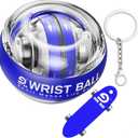 Wrist Training Ball, self-Starting gyro Forearm Exerciser Power Ball and Finger Slide Combination Pack for strengthening arms, Fingers, Grip and Muscles.(Blue Without LED Light Combination)