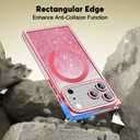 Misscase Magnetic Glitter Case for iPhone 17 Pro 6.3 Inch, Camera Protection, Compatible with MagSafe, Rectangle Cute Bling Sparkle Diamond Colorful Phone Cover, Drop-Tested & Shockproof-Hot Pink