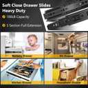 18 inch Ball Bearing Drawer Slides 6 Pairs (12pcs) - 100LB Capacity, Full Extension Side Mount Slides for Kitchen Cabinets, Wardrobes, Office Furniture (Black 18inch)