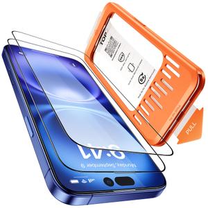 Tigowos 2-Pack for iPhone 16 Plus/15 Plus Screen Protector,[Double Shatterproof Tempered Glass] [9H+ Hardness],99.99% HD Clear,Full Coverage,Anti Scratch & Smudge,Easy Installation
