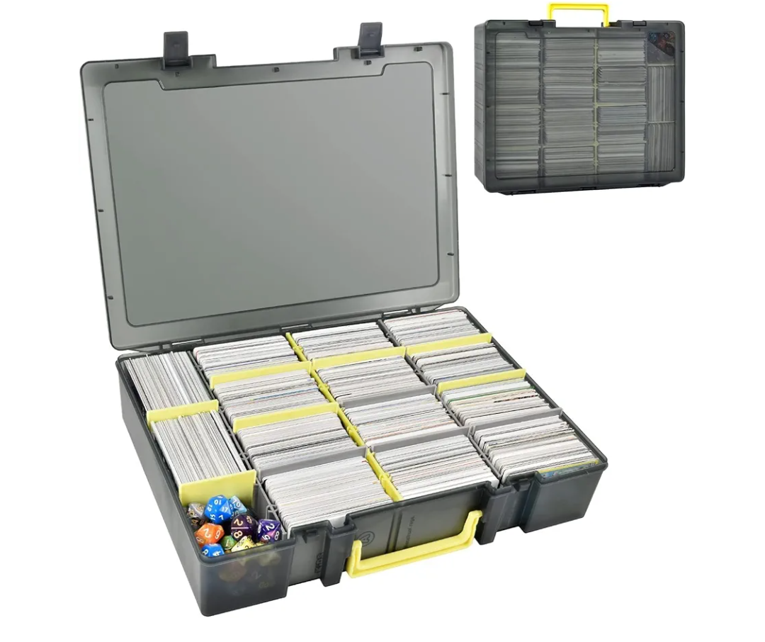 Trading Card Storage Box, 2300+ Playing Card Case Holder Organizer Compatible with PM TCG/for Yugioh/for CAH/for Phase 10/ for Football Baseball Sports (Case Only) - Grey