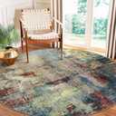 Lahome Modern Abstract Round Rug 6ft - Large Red 6x6 Circle Rugs for Living Room Bedroom Dining Room,Soft Non Slip Mat Indoor Floor Carpet for Coffee Table Hardwood Playroom