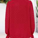 PRETTYGARDEN Lace Long Sleeve Shirts Casual Button Down Going Out Tops Hollow Out Eyelet Blouses 2026 Spring Fashion Clothing(Red,Small) (Red, S)