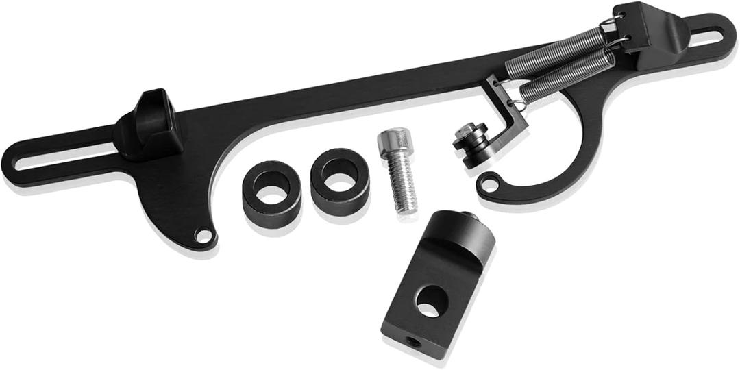 4150 4160 Series Throttle Body Cable Bracket Billet Aluminum Anodized Throttle Cable Bracket Adjustable (Black)
