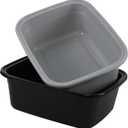 18 Quart Plastic Dish Pans, 2 Packs Wash Basins, Grey and Black