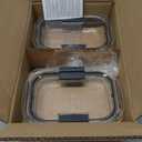 Rubbermaid Brilliance Glass Food Storage set of 4 containers 8 total pieces (4 containers + 4 lids) for Lunch Meal Prep and Leftovers Dishwasher and Oven Safe Clear/Grey