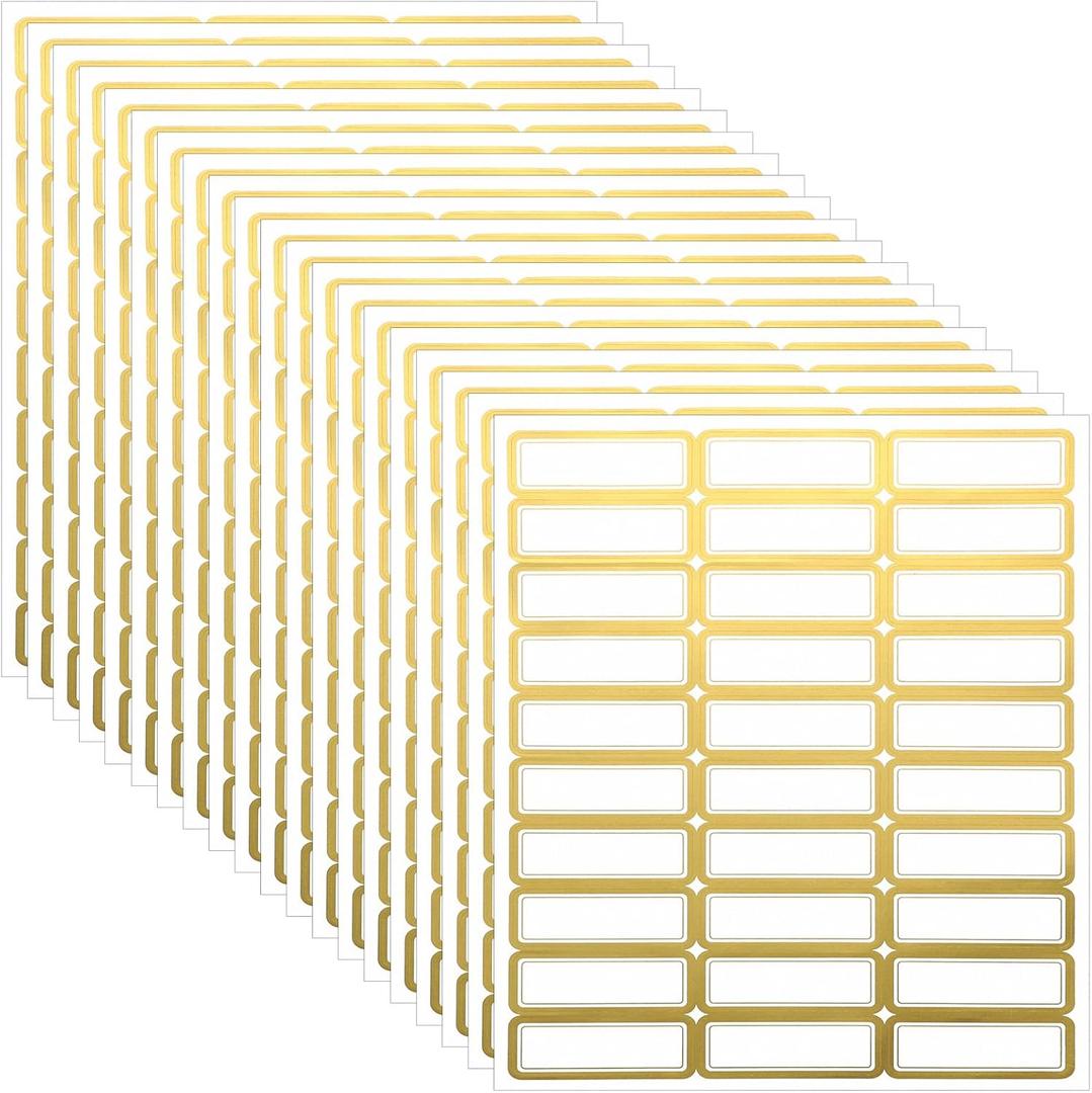 20 Sheets Printable Shipping Labels Matte White with Metallic Gold Border, Writable Printable Adhesive Sticker Blank Shipping Labels(30 Pieces/Sheet,1 x 2.7 Inch)