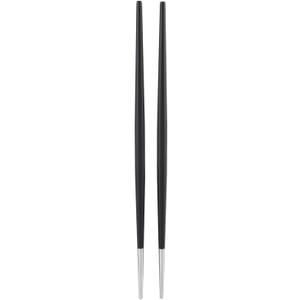 Fdit 304 Stainless Steel Chopstick Japanese Sushi Chopsticks Tableware Set for Sushi Restaurant Home(Silver Black)