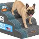 Extra Wide 4-Step Dog Stairs for Bed & Couch 18" H, More Stable Non-Slip Pet Steps with Balanced Foam Structure and Gentle Slopes, Stylish Indoor Dog Steps for Small & Medium Dogs, Gray
