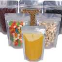 100 PACK 4 x 6 Inch Zipper Mylar Bags Stand Up Mylar Zip Lock Bags Clear Silver Bag Reusable Food Storage Aluminum Foil Pouch Bag for Multipurpose with Gusset Bottom(5.5mil Thickness)