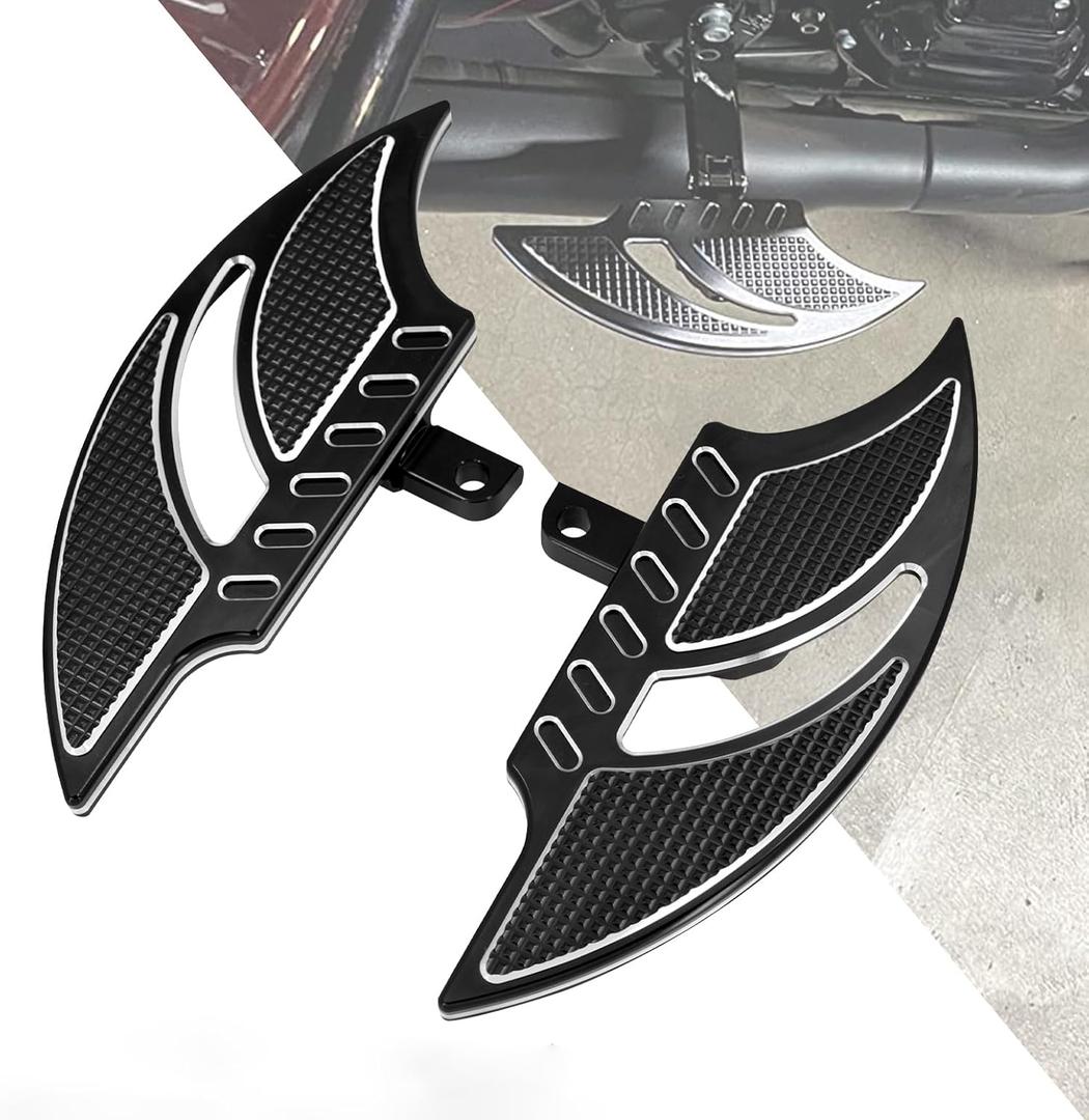 HDBUBALUS Motorcycle Floorboards Aluminum Male Mount Foot Pegs Floor Board Black Fit for Harley Touring Electra Glide Road Glide Road King Dyna Sportster 1 Pair
