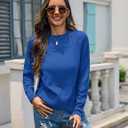 Totatuit Women Cute Cropped Sweater Mock Neck Long Sleeve Lightweight Knit Loose Pullover Sweaters 2025 Fall Trendy Outfits (Blue, M)