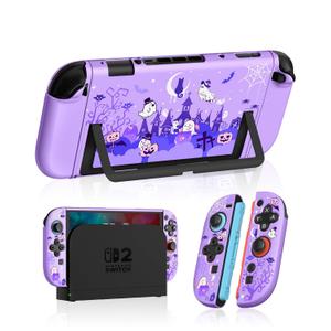 Dockable Case for Nintendo Switch 2 - Cute Cool Cartoon Design Soft TPU Grip Cover for Joy-Con Purple Eyes PC for Switch 2 Protective Case 2025 for Boys Teens Girls, Purple Eyes
