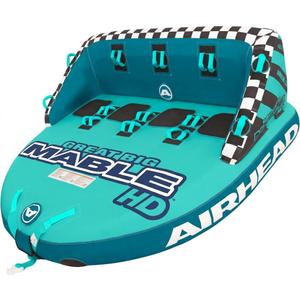 Airhead Mable Towable Tube for Boating, 1-4 Rider Inflatable Boat Tube for Water Tubing, Heavy Duty Full Nylon Cover, EVA Foam Pads, Dual Tow Point, Patented Speed Safety Valve