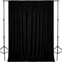 DWCN 10x7 FT Black Backdrop Curtains for Parties, Photography Backdrop Drapes with Rod Pockets for Wedding Decorations Stage Birthday Family Gatherings, 2 Panels 5ft x 7ft