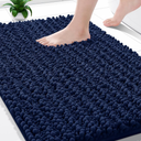 Yimobra Bathroom Rugs Non Slip Washable - Ultra Soft Absorbent Chenille Bath Mat, Quick Dry Shaggy Floor Carpet for Tub Shower, Navy Blue Home Decor Accessories, 24x17 Inch