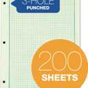TOPS Engineering Computation Pad, 8-1/2" x 11", Glue Top, 5 x 5 Graph Rule on Back, Green Tint Paper, 3-Hole Punched, 200 Sheets (35502)