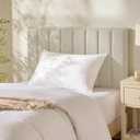 Hearth & Harbor Upholstered Twin Headboard - Easy Assemble Channel Stitched Headboard Twin Size - Wall Mounted Headboards with 3D Soundproof Wall Panels Peel & Stick Floating Headboards, Linen