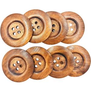 20 Pack Wooden Sewing Buttons, 2.36 Inch Round, 4 Holes, 60mm Large Size for Crafts, DIY Clothing, Bag Decoration, (Brown)