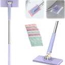 Snap Grip Mini Mop,Cloth Changing Mini Mop 44.5 inch Lazy Automatic Gripping Zero Touch Grip Mops Compatible with Swiffer & Face Towels 360 Rotating Mops for Whole House (5 Cloths)