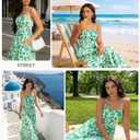 GRACE KARIN Summer Dresses for Women 2026 Vacation,Smocked Floral Maxi Dress,Boho Beach Sundress with Pocket Fashion Clothing (Green, L)