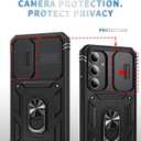 for Samsung Galaxy S24 Case Military Grade Drop Shock Protection Cell Phone Cover with Slide Camera Cover Built-in 360 Rotate Ring Stand for S24 6.2 - Black