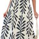 SEAFORM Women's Casual Long Dress V-Neck Retro Floral Print Dresses | Elegant, Long Fitted Floral Print Dress for Women, Flowy Hemlines, Work, Business, Wedding, Casual, Beach, Vacation Outfits (Beige, M)