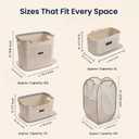 Laundry Basket Set with Handles, 3 Ventilated Plastic Baskets (30L, 17L & 4L Clip-On) and 55L Collapsible Mesh Hamper, Nestable Storage Design (Beige)
