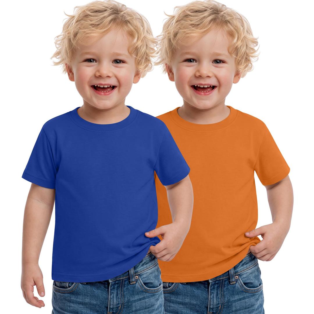 Custoneei 2 Pack Toddler Boys Short Sleeve Shirts, 2-Color, 18-24 Months