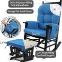 BUYUE Glider Rocker Replacement Cushion 5 PCS with Ties, Linen High-Density Foam Non-Slip & Washable Rocking Chair Pads for Sitting, Blue
