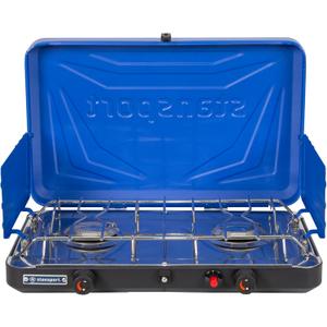 Stansport 2-Burner Propane Stove with Drip Pan & Piezo Igniter