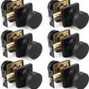 Probrico Passage Door Knobs Interior 6 Pack, Matte Black Door Knob Without Lock Inside, Closet & Hallway Classic Round Door Knob