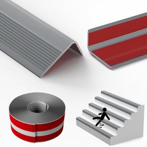 Rubber Stair Nosing - 9.9Ft Stair Anti-Slip Adhesive Strip, Durable, Quiet, Easy to Install Adhesive Strip for Indoor/Outdoor Use  Prevents Slips for Seniors and Kids (9.9ft,Full Gray,1 Pack)