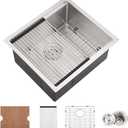 21x17 Inch Undermount Bar Sink - 16 Gauge Stainless Steel Single Bowl Workstation Prep Sink with Cutting Board