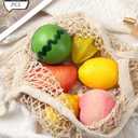 Eccliy 12 Pieces Reusable Cotton Mesh Grocery Bag Farmers Bags Net Shopping Beach Organizer Bulk Aesthetic Portable Tote with Handles for Fruit Vegetable(Beige)