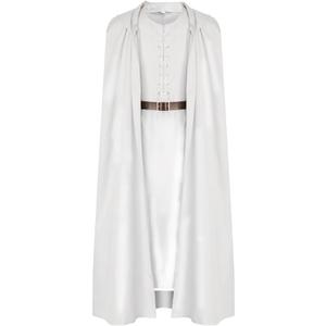 Adult Gandalf Cosplay Costume Gandalf Wizard Robe Cloak Robe Hooded Cloak Outfits for Halloween Carnival Party (Large, White)