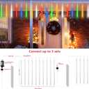 Joomer Christmas Lights Outdoor, 11.8 inch 10 Tubes 240 LED Meteor Shower Lights, LED Snow Falling Icicle Cascading Light with Timer Waterproof and Connectable for Christmas Decoration (Multicolor) (1PACK)