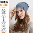 Slouchy Beanie for Women Cotton Beanies Hats Men Lightweight Soft Chemo Headwear Warm Skull Cap for All Seasons (Denim Blue)