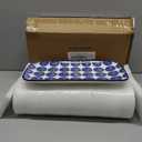 Selamica Ceramic Rectangular Serving Platters Set of 4, 12 Inch Serving Trays/Dishes for Party Entertaining, Rectangular Dinner Plates for Appetizer Salad Dessert Sushi, Vintage Blue
