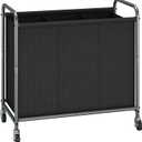 STORAGE MANIAC Rolling Laundry Hamper, 165L Laundry Basket with Lockable Wheels, Triple Clothes Sorter Cart, 3 Bag Clothes Separator Hamper for Closet, Bathroom, Laundrys Room, 3 Section Black