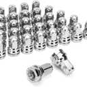 DYNOFIT 14mmx1.5 OEM/Stock Lug Nuts Compatible with 2017-2022 Ford F-250 & F-350, 32 Pack HEX21mm (13/16") One-Piece Design Factory Chrome Wheel Lug Nuts HCPZ-1012-B HCPZ-1012-A (Silver)