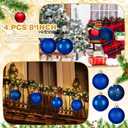 Weysat 4 Pcs Large 8" Fillable Christmas Ornaments, Jumbo Matte, Shiny & Glitter Hanging Ornaments for Outdoor Xmas Tree Decoration, Lawn Yard Holiday Party Decor(Blue)