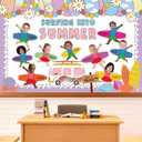 88 Pcs Summer Surfboard Bulletin Board Decoration Set Hawaiian Beach Surfing Paper Cutouts with 150 Pcs Glue Points for Back to School Classroom Photo Name