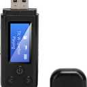 2 in 1 Bluetooth 5.0 Adapter, USB Bluetooth Adapter for PC, Audio Receiver Transmitter with 3.5mm AUX and LCD Screen for Car/Home Stereo Sound System, Laptop and PC(Black)