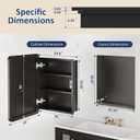 Medicine Cabinet Mirror 16x24 Inch, Black Bathroom Mirror Cabinet with Stepless Adjustable Shelves, Rounded Rectangle Metal Framed, Bathroom Mirror with Storage Recessed or Wall Mount