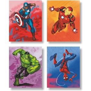Superheroes watercolor wall art poster prints, superheroes wall art, set of 4 Unframed 8''x10'' posters for boys room superheroes room decor, Avengers Wall Art, Posters for Boys Room