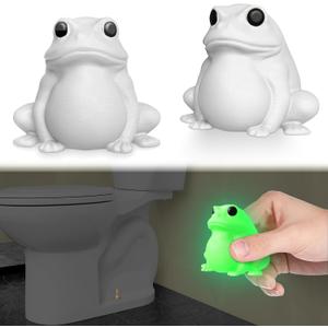 Frog Toilet Bolt Covers Decorative Glow in The Dark- 2PCs Toilet Screw Caps Luminous Green PLA Cute Bathroom Decor Accessories Push-on Install