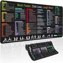 Excel Cheat Sheet Desk Pad, Keyboard Excel Shortcut Desk Mat, XL Large Mouse Pad, Large Keyboard Mat for Office Supplies (2 Pcs)